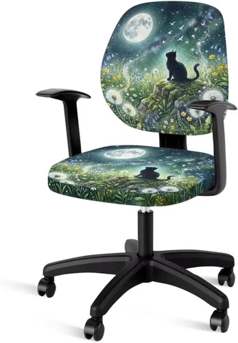 Vista 17 de Talayituse - Funda para silla de oficina o computadora con estampado de estrellas de playa, funda de asiento dividida elástica, extraíble y lavable