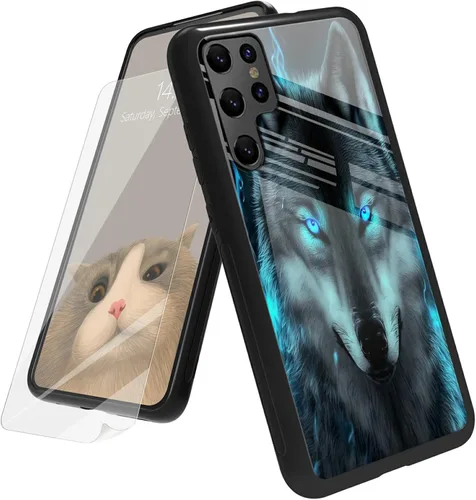 Vista 163 de Funda para Samsung Galaxy A12 5G con protector de pantalla, parte trasera de vidrio templado + TPU de silicona suave que absorbe los golpes