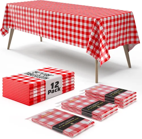 Vista 31 de Exquisite Cubierta de Mesa para Picnic - Paquete de 6 Manteles Premium Rectangulares de Plástico - Cubierta de Mesa para BBQ a Cuadros Negro