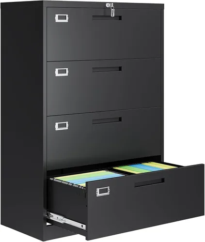 Vista 20 de Archivador de 2 cajones con cerradura, archivadores metálicos para oficina en casa, gabinete pequeño vertical negro para oficina en casa, archivador