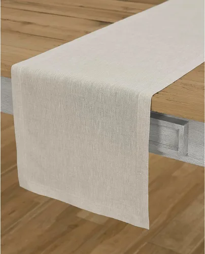 Vista 2 de Solino Home - Camino de mesa de lino natural claro, 14 x 36 pulgadas, Athena, para Acción de Gracias, Navidad, vacaciones, lavable a máquina