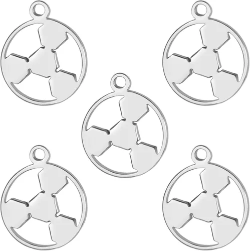 Vista 8 de kkjoy 5 dijes de bola deportiva de acero inoxidable para hacer joyas y manualidades, varios dijes, suministros de manualidades, accesorios
