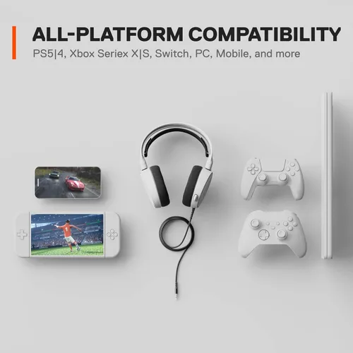 Vista 5 de SteelSeries Arctis 3 Console - Stereo Wired Gaming Headset for PlayStation 5 4 Xbox Series XS Nintendo Switch VR Android and iOS - White