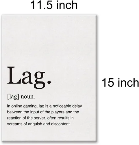 Vista 2 de LEXSIVO Lag Definition - Lienzo impreso para pared, decoración de oficina en casa, pintura moderna de juegos, 12 x 15 pulgadas, póster enmarcado