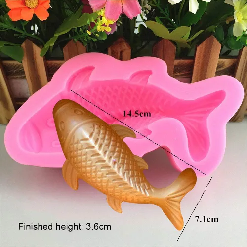 Vista 3 de MoldFun Molde de fondant 3D para pastel de pescado Koi, silicona, prisma rectangular, rosa, 5.7 x 2.8 x 1.4 pulgadas, 24.3 fl oz, herramienta