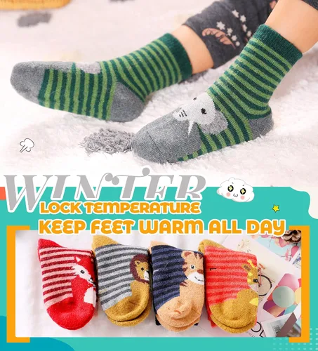Vista 6 de Calcetines de lana para niños y niñas, de invierno, cálidos, gruesos, térmicos, pesados, para senderismo, equipo de regalo, acogedores, para niños