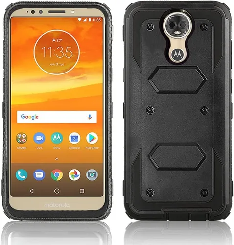 Vista 7 de Asuwish Funda de teléfono para Moto E5 Plus E 5 Supra, híbrida, a prueba de golpes, dura, a prueba de caídas, protección de cuerpo completo Negro