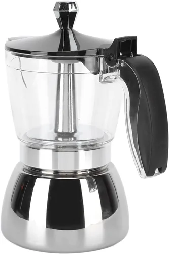 Vista 9 de Fdit Máquina clásica para estufa, 6 tazas de acero inoxidable, olla de café italiana octogonal para el hogar
