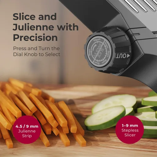 Vista 5 de MuellerLiving Mandoline Slicer para cocina, acero inoxidable, rebanar o corte juliana, picadora de verduras, rebanadora de frutas