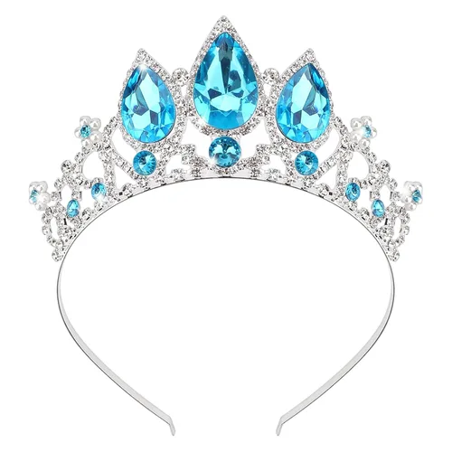 Vista 8 de COCIDE Rapunzel - Corona para niñas, tiara de cristal AB y corona para fiesta de cumpleaños, diadema de perlas para diamantes de imitación, postizo