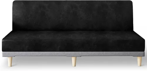 Vista 52 de molasofa - Funda elástica para futón de aspecto de cuero, cubierta para sofá sin brazos, protector de muebles con parte inferior elástica, funda