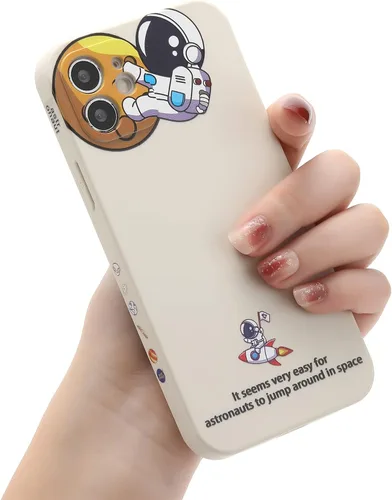 Vista 17 de Yonds Queen para iPhone 7 Plus / 8 Plus, linda funda con diseño de astronauta de dibujos animados, elegante parachoques de TPU suave, protectora