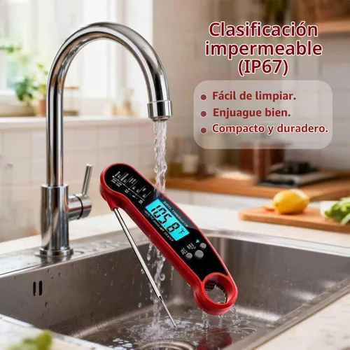 Vista 4 de X&E Termómetro digital para carne, termómetro de alimentos de lectura instantánea para cocinar y asar a la parrilla, cocina profesional