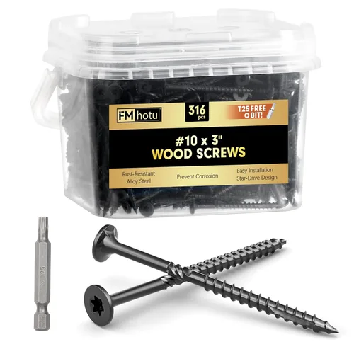 Vista 32 de #10 x 2-1/2" Tornillos para Terraza, 108 Piezas Tornillos para Madera con Cabeza Estrella, Tornillos para Madera Resistentes al Óxido para Negro