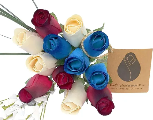 Vista 9 de Ramos originales de rosas de madera en 1, 2, o 3 docenas, Abedul, 1 Docena