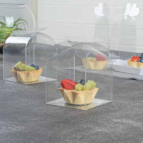 Vista 4 de Restaurantware - Cajas de recuerdo de boda de 2.8 x 2.4 pulgadas, 100 cajas de dulces transparentes con parte superior de trébol. Para bodas, baby