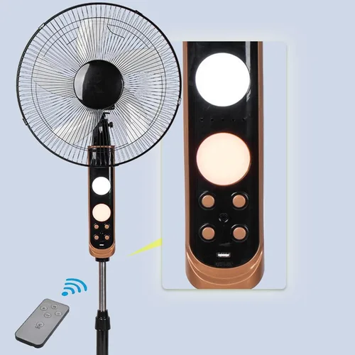 Vista 6 de Ventilador vertical solar de 16 pulgadas, ventilador de piso vertical silencioso con control remoto, adecuado para el hogar, oficina, pesca Blanco