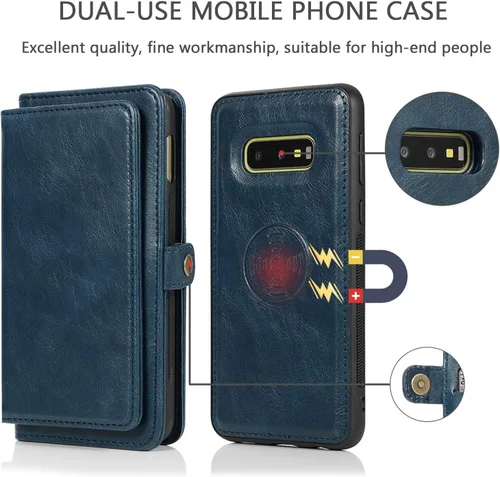Vista 3 de Asuwish Funda de teléfono para Samsung Galaxy S10e Cartera desmontable con protector de pantalla de vidrio templado y tarjetero de cuero con tapa