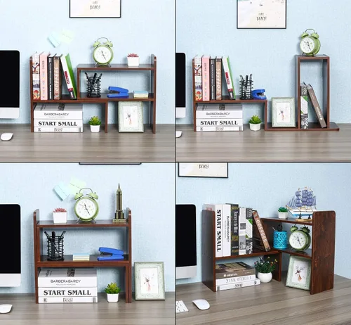 Vista 5 de PAG Organizador de Escritorio Estante de Escritorio Estantería Ajustable de Encimera Estantes de Mesa Pequeños Organizador de Libros Organización