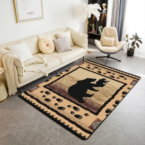 Vista 32 de Castle Fairy Bear Family - Alfombra antideslizante de 3 x 5 pies, diseño de animales salvajes, color negro, para niños, adolescentes y adultos