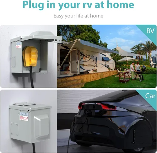 Vista 5 de WEBANG Caja de toma de corriente de 30 amperios para RV, cerrada, resistente a la intemperie, eléctrica al aire libre de 125 voltios, NEMA TT-30R