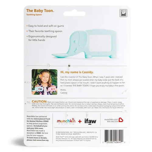 Vista 7 de Munchkin® The Baby Toon™ - Cuchara de silicona para morder, elefante, menta (como se ve en Shark Tank) (paquete de 2)