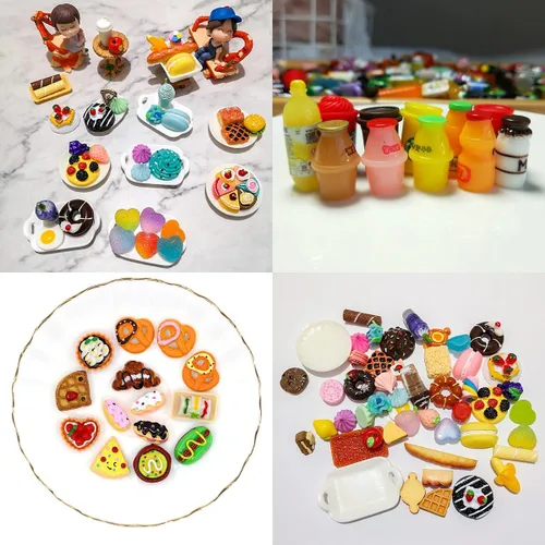 Vista 2 de Botellas en miniatura de bebida de comida para jugar al juego de cocina (10 botellas + 10 comidas (aleatorias))