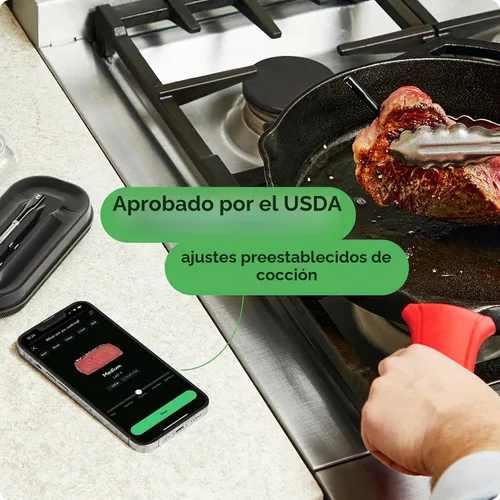 Vista 9 de CHEF iQ Sense - Termómetro inalámbrico inteligente para carne con 2 sondas ultrafinas, termómetro Bluetooth para carne de rango ilimitado