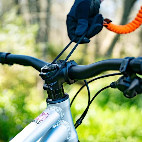 Vista 3 de Escopeta de paseo para niños - Cuerda de remolque MTB - Naranja Cuerda elástica para bicicleta infantil - Naranja