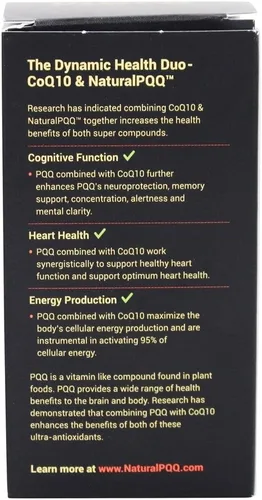 Vista 3 de CoQ10 QQ - CoQ10 Plus Natural PQQ (2 botellas - 60 cápsulas blandas vegetarianas)