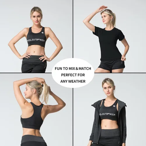 Vista 3 de TONGXinHUA - Conjunto de 5 piezas de entrenamiento para mujer, trajes deportivos para hacer yoga, bailar, fitness