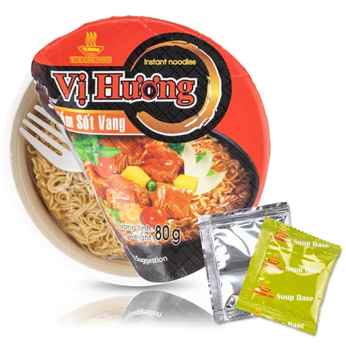 Vista 2 de Vi Huong - Fideos instantáneos Pho - Paquete de 12, cuencos de 2.47 onzas, variedad de pollo y carne de res, receta auténtica de sopa Pho, lista