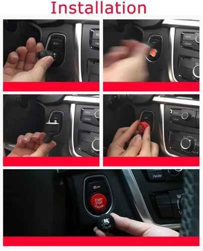 Vista 6 de iJDMTOY Reemplazo del botón de arranque de motor rojo inspirado en deportes de carreras, compatible con BMW Fxx 2 3 4 5 7 Series, X1 X2 X3 X4 X5 X6