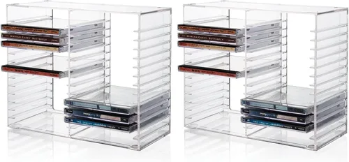 Vista 10 de Soporte transparentes, de plástico, para apilar CD, para 30 CDs estándar. Soporte para joyas.