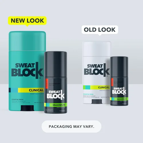 Vista 6 de SweatBlock Sistema antitranspirante y desodorante de fuerza clínica para hombres y mujeres, roll-on de 1.2 onzas líquidas para control del sudor más