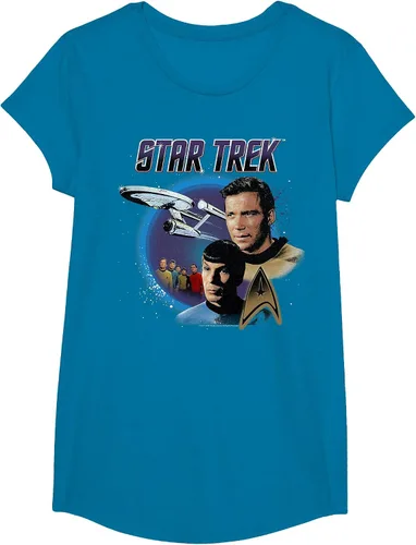 Vista 38 de Star Trek Original Series Vintage Enterprise T-Shirt Baby Blue