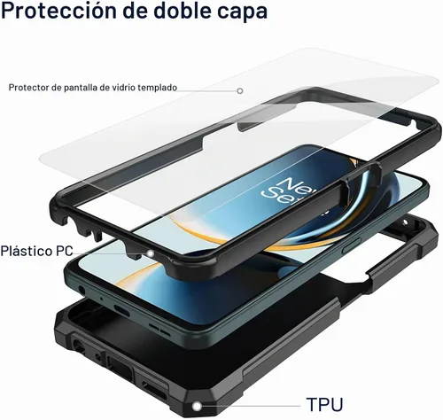 Vista 3 de Ailiber - Funda para OnePlus Nord N30, protector de pantalla, color negro resistente