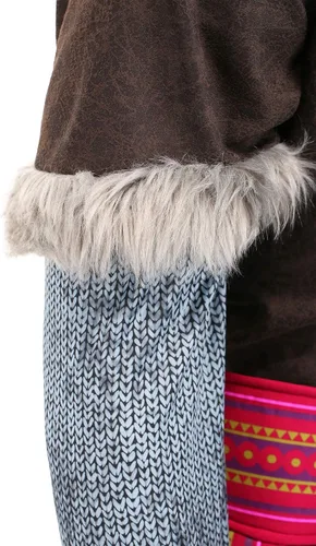 Vista 4 de Disfraz de Kristoff para adultos disfraz de personajes de Disney Frozen para hombre túnica con sombrero cinturón y pantalones y fundas para botas