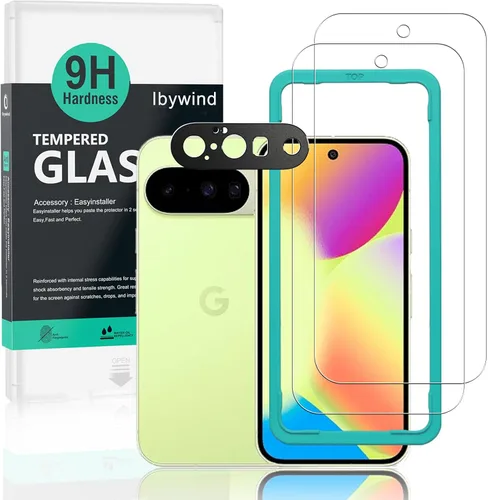 Vista 12 de Ibywind Protector de pantalla para Google Pixel 10 Pro XL 5G de 6.8 pulgadas (paquete de 2), vidrio templado de dureza 9H, con 1 protector de lente