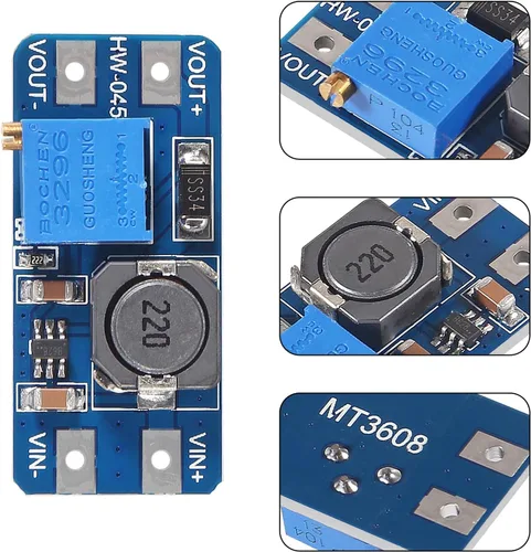 Vista 3 de AITRIP 10 piezas MT3608 DC-DC convertidor de impulso 2A módulo ajustable de aumento de voltaje regulador de voltaje de entrada 2V-24V a 5V-28V