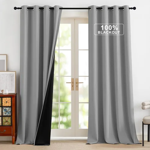 Vista 82 de NICETOWN Cortinas 100% Opacas Cortas de 36 Pulgadas de Largo para Dormitorio, Privacidad Aislamiento Térmico con Ojales Cortinas de Ventana