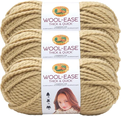 Vista 101 de Lion Brand Yarn - Ovillo de lana Wool-Ease Thick & Quick color fuerza aérea Super Bulky Wool Acrylic Blend Fiber for Soft Hats, Sweaters, Chunky