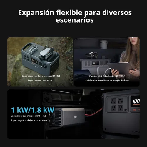 Vista 7 de DJI Power 2000 Estación de energía portátil, batería 2048Wh LFP