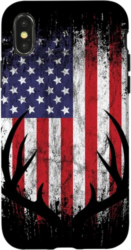 Vista 5 de Deer Hunting American Flag Whitetail Buck Antlers Case for iPhone 17