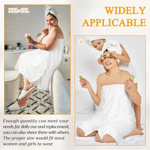 Vista 4 de Tigeen 2 toallas para mujer, bata de spa ligera a rayas con cierre ajustable, parte superior elástica, bata de baño suave para spa