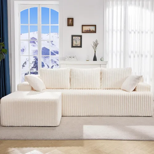 Vista 64 de Hobestluk - Sofá modular sin hueso, sofá seccional en forma de L 96" Right Facing Chaise Black,Memory Foam,Removable Cover,Non-slip Bottom,No