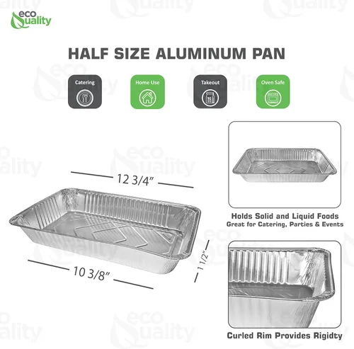 Vista 3 de Sartenes de aluminio desechables de 9 x 13 pulgadas, mesa de vapor, bandejas de aluminio poco profundas resistentes – sartenes de papel de hojalata