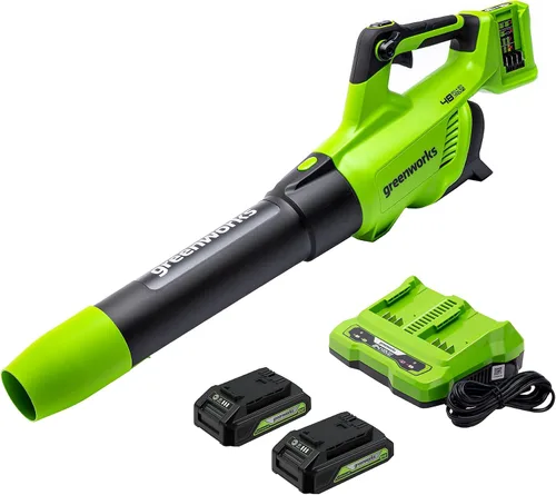 Vista 16 de Greenworks Soplador de hojas axial inalámbrico de 24 V (90 MPH / 320 CFM / más de 200 herramientas compatibles), batería de 2.0 Ah y cargador