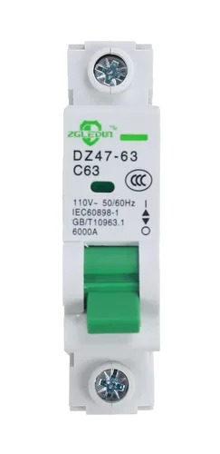 Vista 10 de Interruptor de Circuito en Miniatura AC, 1 Polo 6 Amp, 120/240VAC, Interruptor de Montaje en Riel DIN de 6kA con Desconexión Térmica Magnética