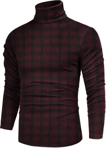 Vista 32 de Poriff - Suéter de cuello de tortuga térmico, de punto, liviano, casual, con corte entallado, para hombre Albaricoque